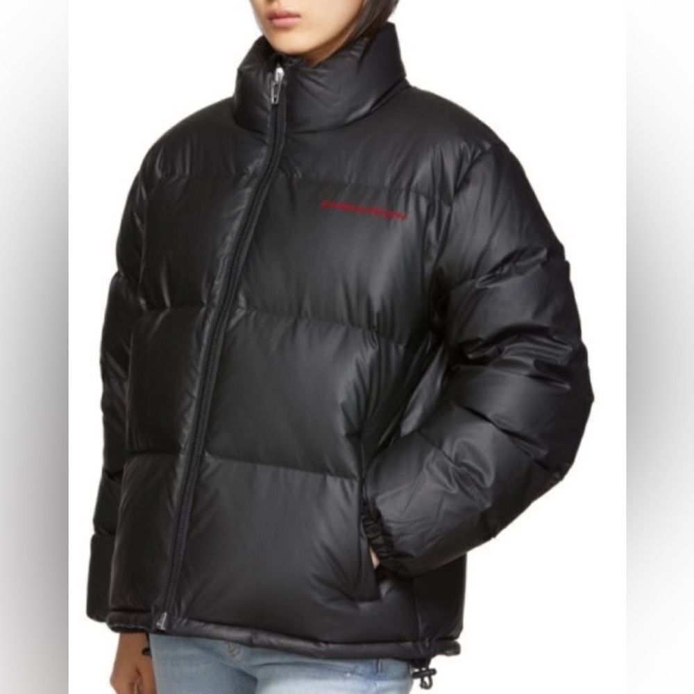 Alexander Wang Black Down Pleather Chynatown Jacket puffer coat short
